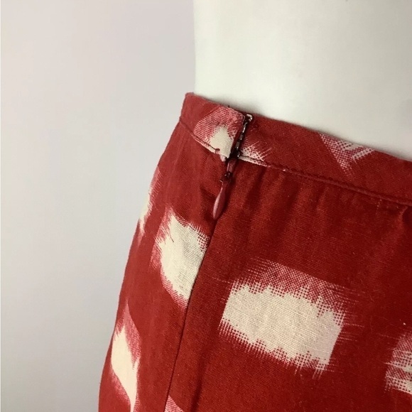 Corey Lynn Calter Sz 2 Cotton Linen Graphic Print Pencil Skirt Red White - Picture 5 of 7